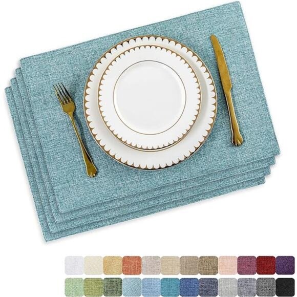 Cloth Placemats Set of 4 for Holiday Dinner Linen Placemat Heat Resistant - Picture 7 of 7